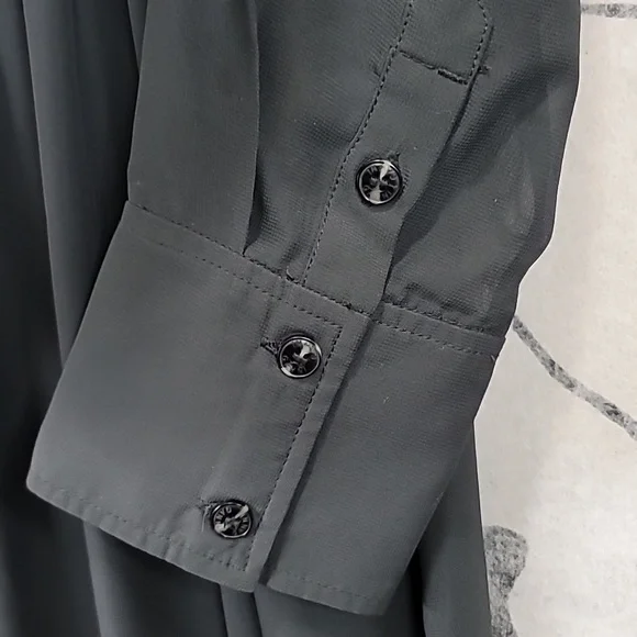 GANNI Ruffled-Collar Smocked Chiffon Dress Size 32 Or Size 0 - Picture 10 of 16